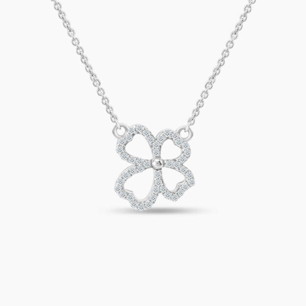 LVC Charmes Clover Leaf Diamond Necklace in 18k White Gold