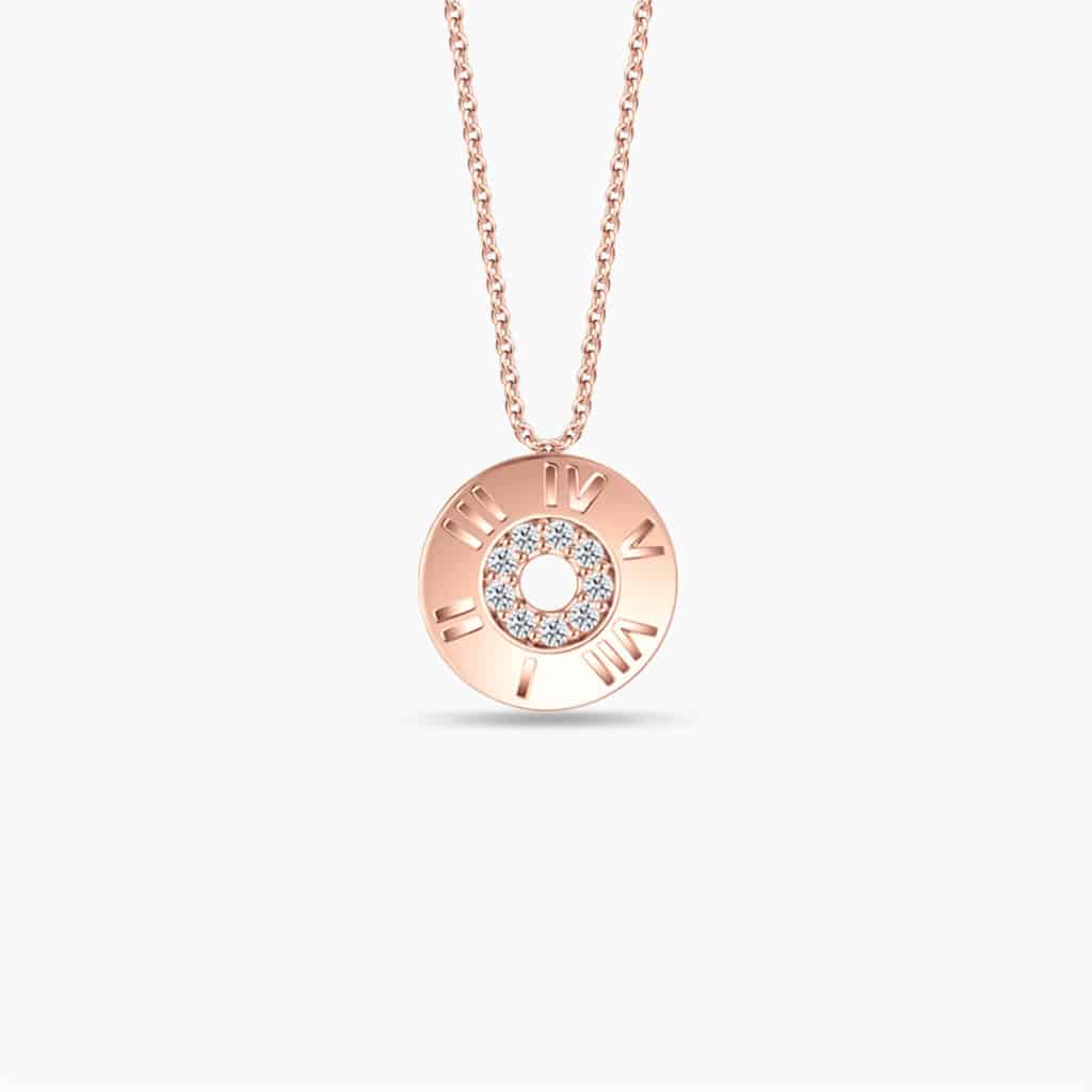 LVC Joie Decades Diamond Pendant in 14k Rose Gold featuring numerals for every anniversary spent together. (year 1, 2 , 3, 4, 5, 6)