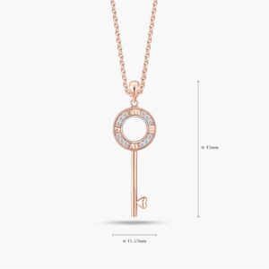 LVC Joie Aeonian Love Diamond Key Pendant In 14k Rose Gold featuring numerals for anniversary year 3, 4, 5, 6, 7