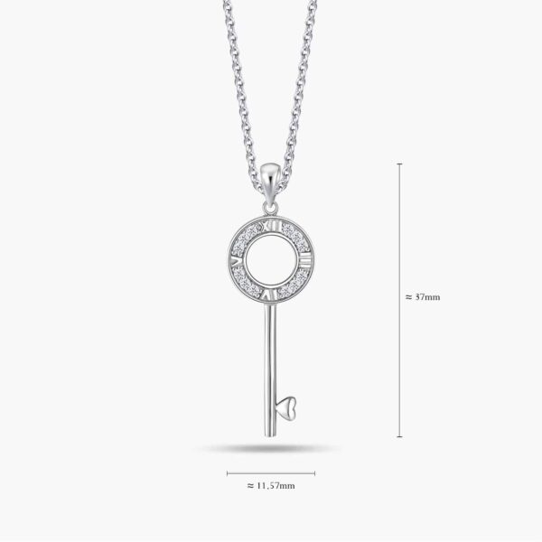 LVC Joie Aeonian Love Diamond Key Pendant In 14k White Gold featuring numerals for anniversary year 3, 4, 5, 6, 7