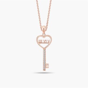 LVC Joie Unending Love Diamond Key Pendant In Rose Gold for anniversary year 3, 4 and 5