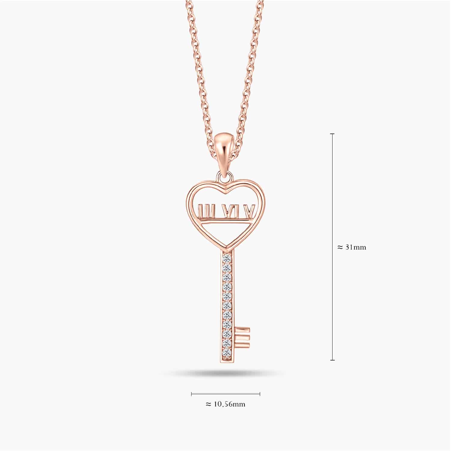 LVC Joie Unending Love Diamond Key Pendant In Rose Gold for anniversary year 3, 4, 5, 6