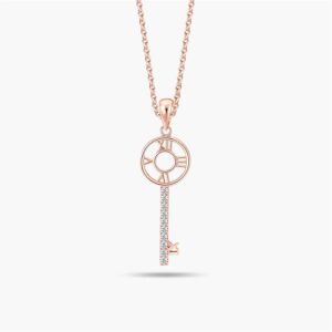 LVC Joie Decades Diamond Key Pendant In Rose Gold with roman number for anniversary year 3, 4, 5, 6, 7