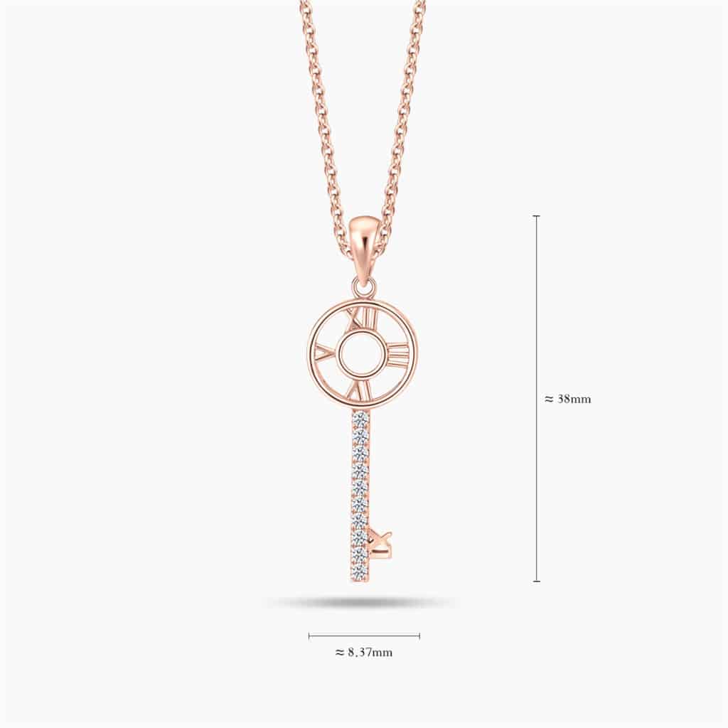 LVC Joie Decades Diamond Key Pendant In Rose Gold with roman number for anniversary year 3, 4, 5, 6, 7