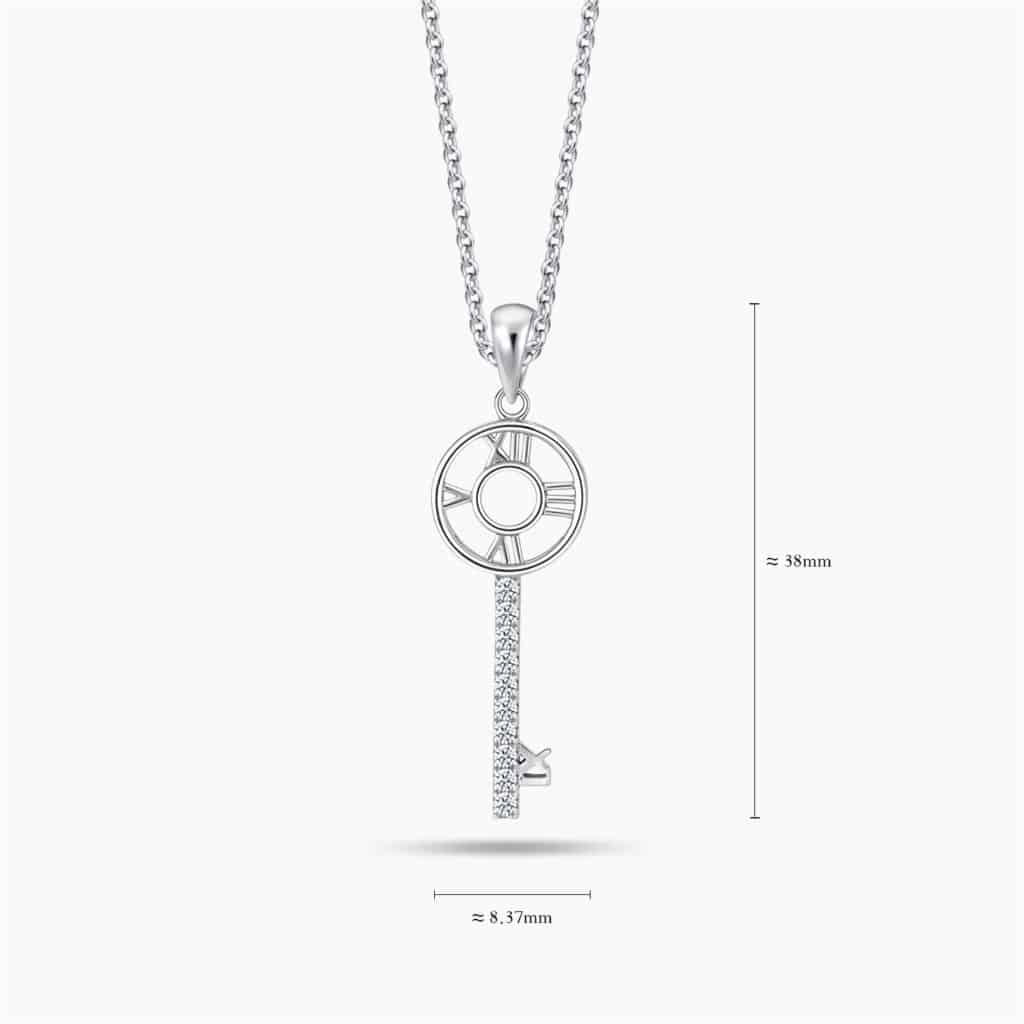 LVC Joie Decades Diamond Key Pendant In 14k White Gold with roman number for anniversary year 3, 4, 5, 6, 7