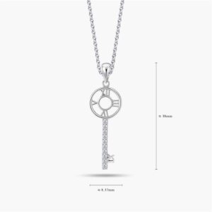 LVC Joie Decades Diamond Key Pendant In 14k White Gold with roman number for anniversary year 3, 4, 5, 6, 7, 8, 9, 10, 11, 12