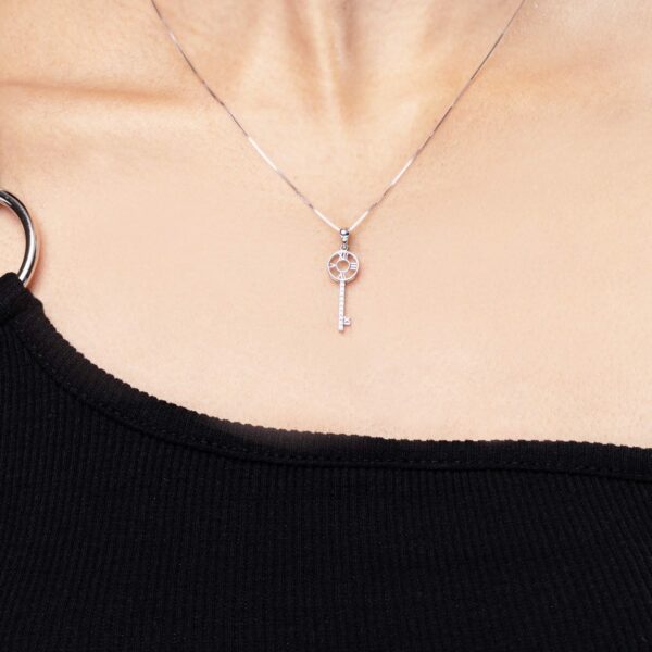 LVC Joie Decades Diamond Key Pendant In 14k Rose Gold with roman number for anniversary year 3, 4, 5, 6, 7, 8, 9, 10, 11, 12
