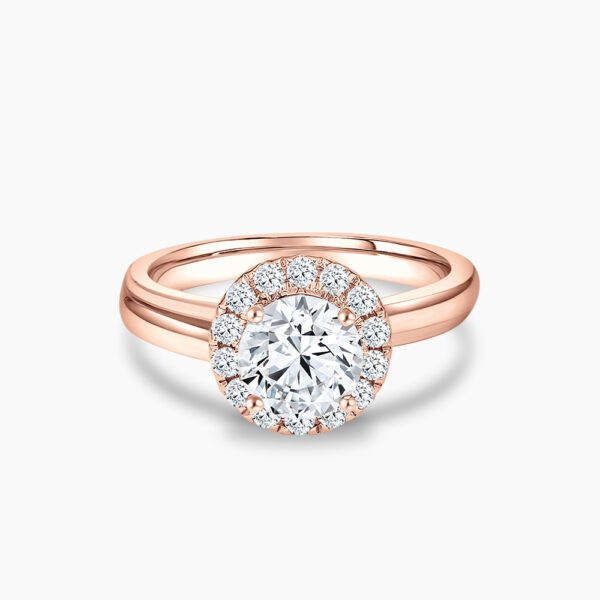 a rose gold halo engagement rings for women with round diamond