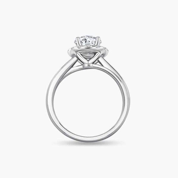 The Classic Halo diamond engagement ring in 18K white gold with Double Band