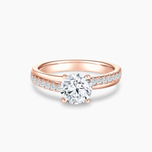 The Classic II diamond engagement ring in 18K rose gold with Double Pavé Band