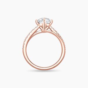 The Classic diamond engagement ring in 18K rose gold with Double Pavé Band