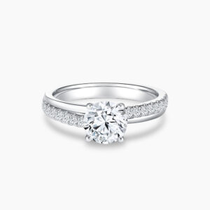 The Classic II diamond engagement ring in 18K white gold with Double Pavé Band