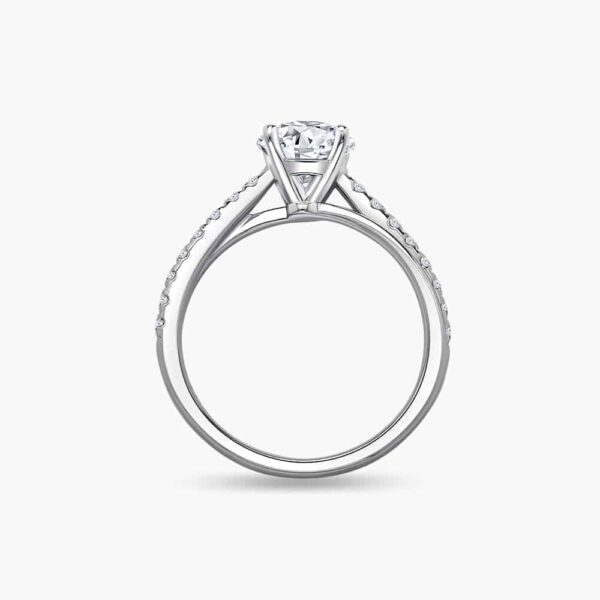 The Classic II diamond engagement ring in 18K white gold with Double Pavé Band