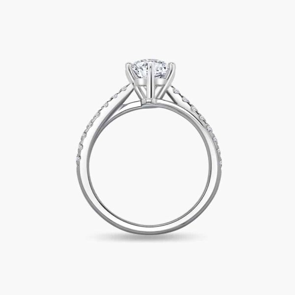 The Classic VI diamond engagement ring in 18K white gold with Double Pavé Band