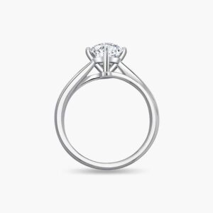 The Classic diamond engagement ring in 18K white gold with Double Band