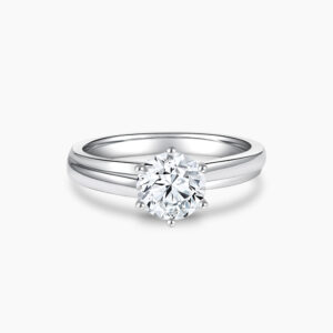 The Classic VI diamond engagement ring in 18K white gold with Double Band