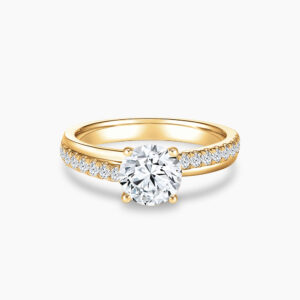 The Classic II diamond engagement ring in 18K yellow gold with Double Pavé Band