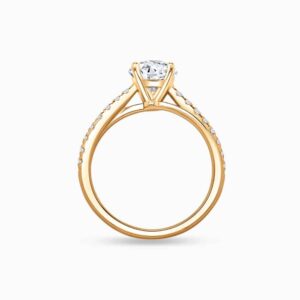 The Classic II diamond engagement ring in 18K yellow gold with Double Pavé Band