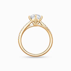The Classic diamond engagement ring in 18K yellow gold with Double Pavé Band