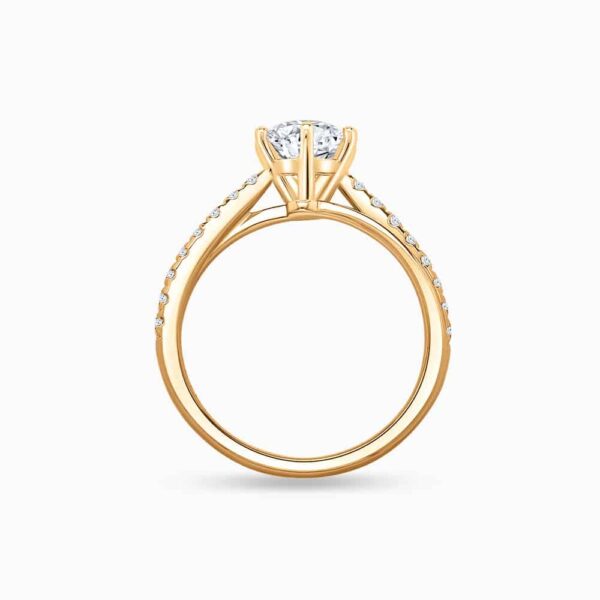 The Classic VI diamond engagement ring in 18K yellow gold with Double Pavé Band
