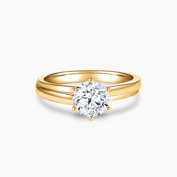 a yellow gold diamond engagement rings for women with round diamond