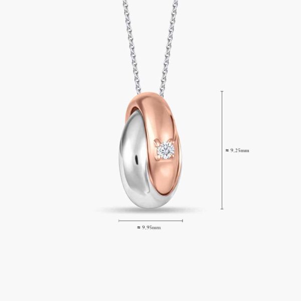 LVC Charmes Interlocking Mini Ring Diamond Pendant made in 18k white gold & rose gold