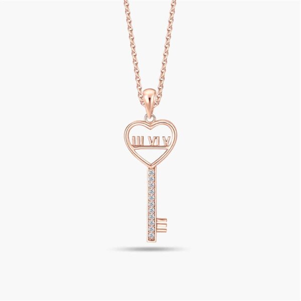 LVC Joie Unending Love Diamond Key Pendant In 14k Rose Gold for anniversary year 3, 4, 5, 6