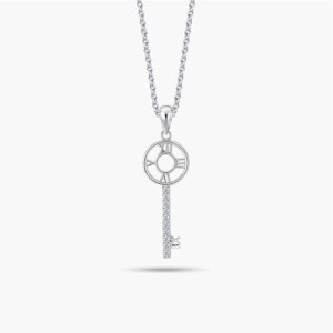 LVC Joie Decades Diamond Key Pendant In 14k White Gold with roman number for anniversary year 3, 4, 5, 6, 7, 8, 9, 10, 11, 12