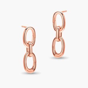 LVC Carla Ovale Chain Link Extension Earrings made of 925 Sterling Silver Jewellery Plated in Rose Gold