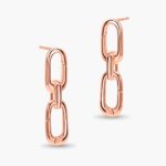 LVC Carla Structured Chain Link Extension Earrings made of 925 Sterling Silver Jewellery Plated in Rose Gold