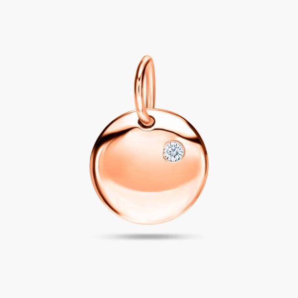 LVC Charmes Fay Round Pendant made of 925 Sterling Silver Jewellery Plated in Rose Gold with engraving allowed
