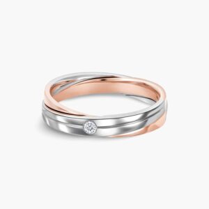 LVC DESIRIO AMARI men ring with 18k white gold and rose gold and 1 diamond with 0.03 carat weight