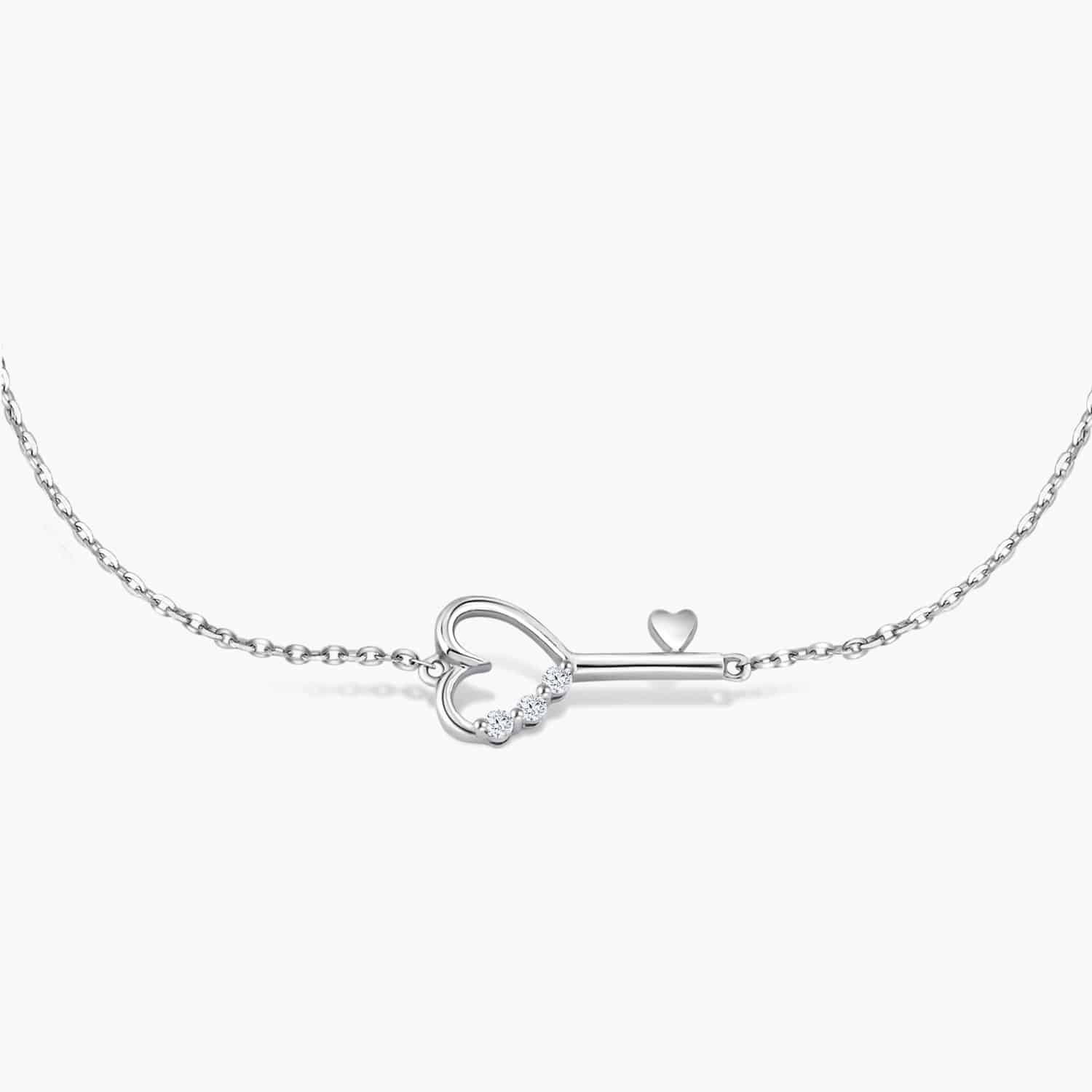 LVC Cheri Heart Key 10k white gold Diamond Bracelet for women