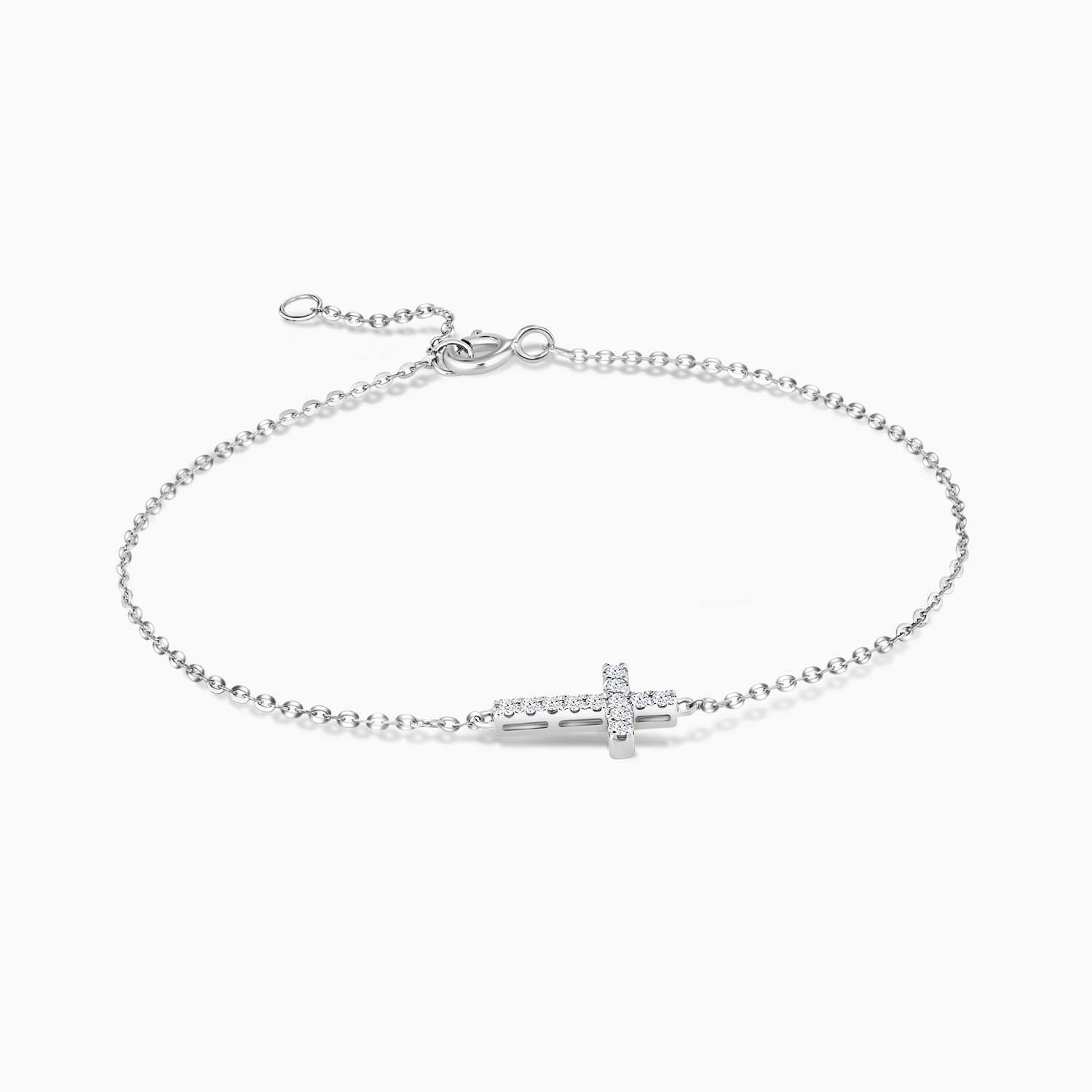 LVC BRACELETS CHARMES ELEGANCE CROSS DIAMOND designed with contemporary cross lined with 12 diamonds in 14k white gold