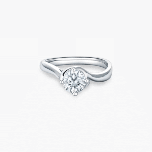 diamond engagement ring with cathedral solitaire design