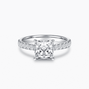 diamond engagement ring with pricess cut diamond