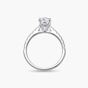 a diamond ring features an oval cut diamond
