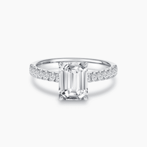 diamond engagement ring with emerald cut diamond