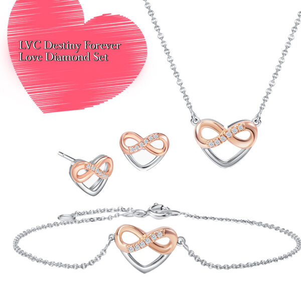 LVC BRACELETS DESTINY FOREVER LOVE DIAMOND GIFT SET necklace bracelet and pendant with 24 diamonds in total