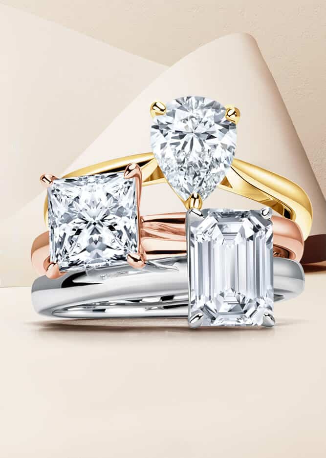 cincin berlian love and co dengan bentuk berbeza